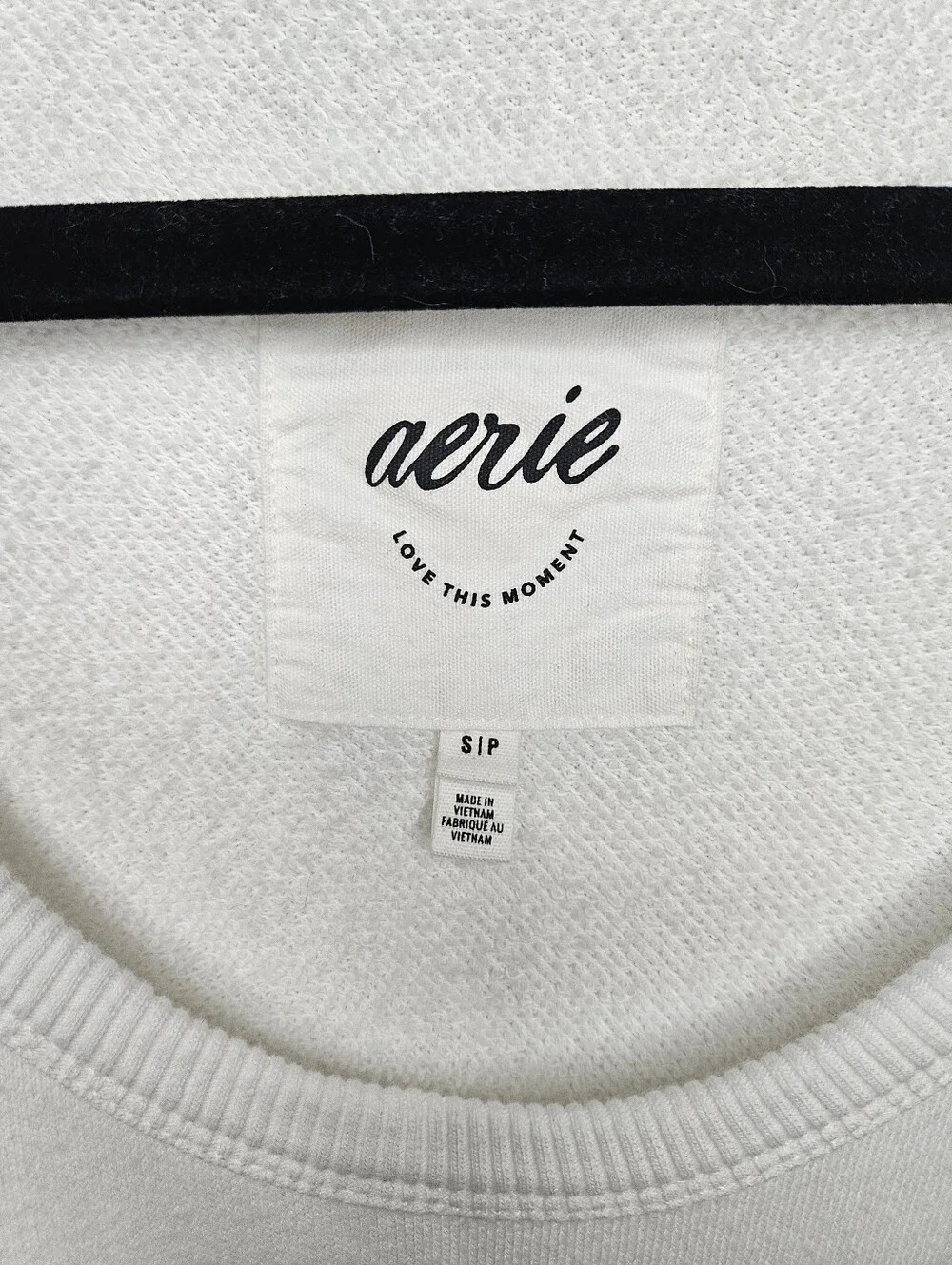 Aerie White White Oversized Scoop Neck Pullover Sweatshirt Sz S